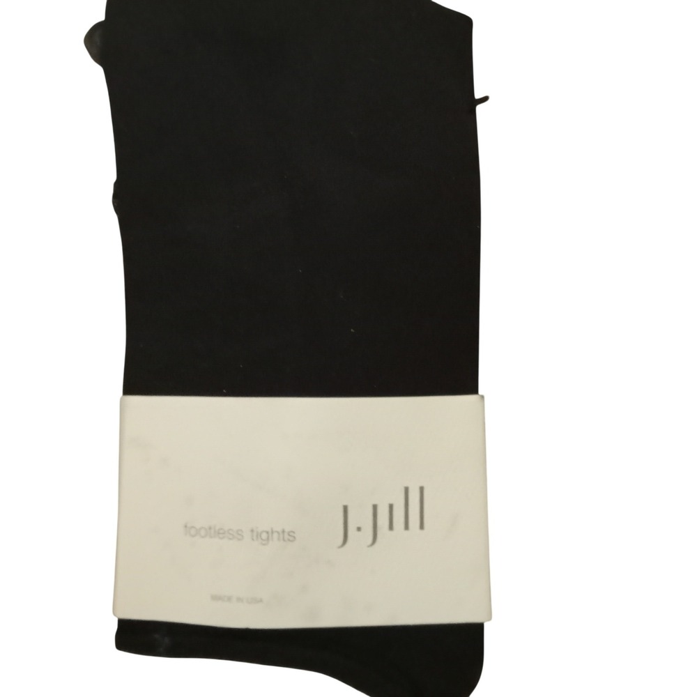 J. Jill Footless Tights Black Opaque Leggings Nylon Spandex Made in USA Large